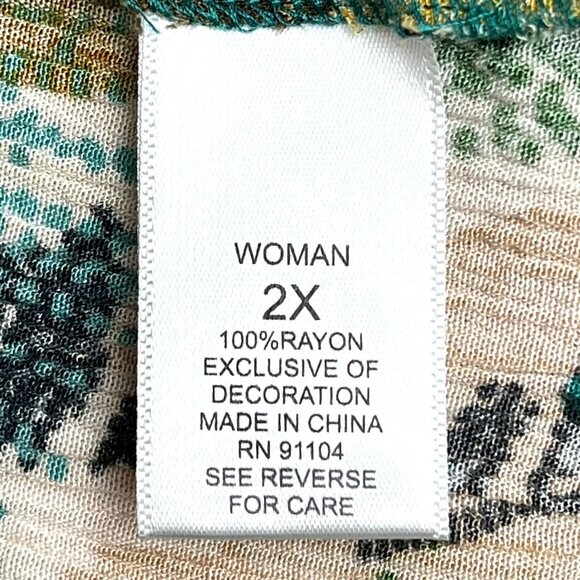 Womens Dressbarn 2X Multicolor Floral Boho Top with Sequin Details Short Sleeves - Picture 5 of 13